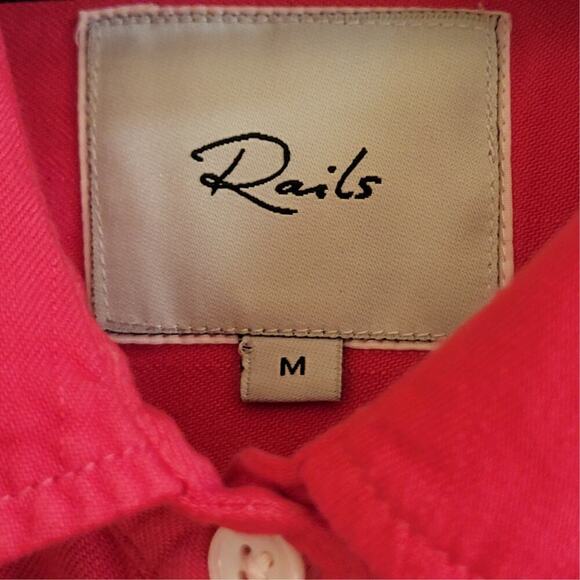 RAILS Hot Pink Frayed Hem Chambray Button Up Shirt Womens M Sustainable Fashion - Picture 4 of 13